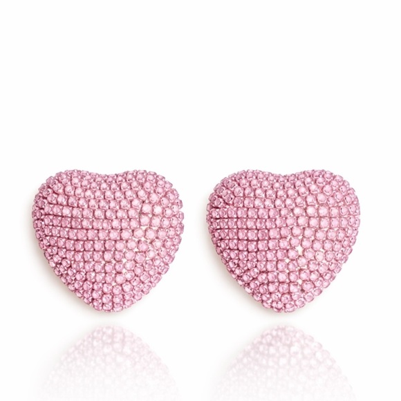 Anthropologie Jewelry - ⚜️ Pink Heart Stud Earrings